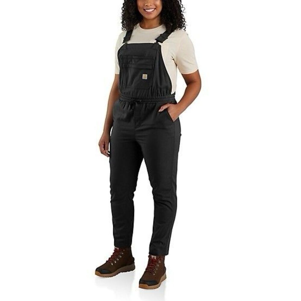 Carhartt Force Ripstop Bib Overalls Women XS Tall Black Rugged Flex 30.5” Inseam